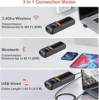 Vista 4 de KUIIYER Mini escáner de código de barras Bluetooth, escáneres inalámbricos 2D QR 1D de código de barras con pantalla LCD y teclado de ajuste y voz