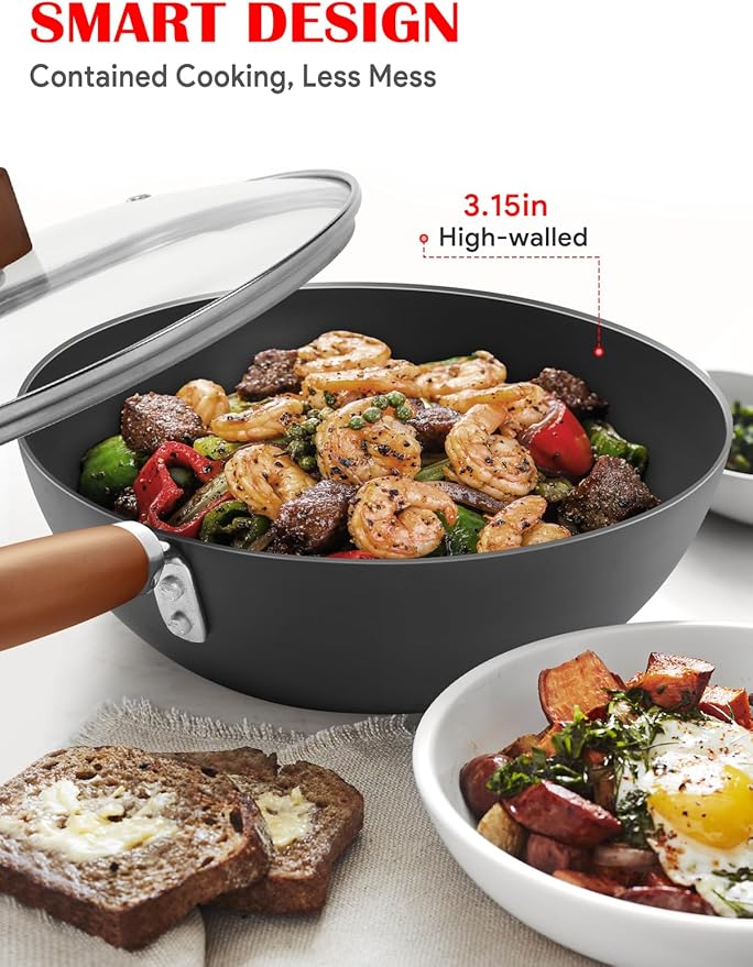 Wok de Acero al Carbono 9.5 Pulgadas con Tapa de Vidrio miniatura 4