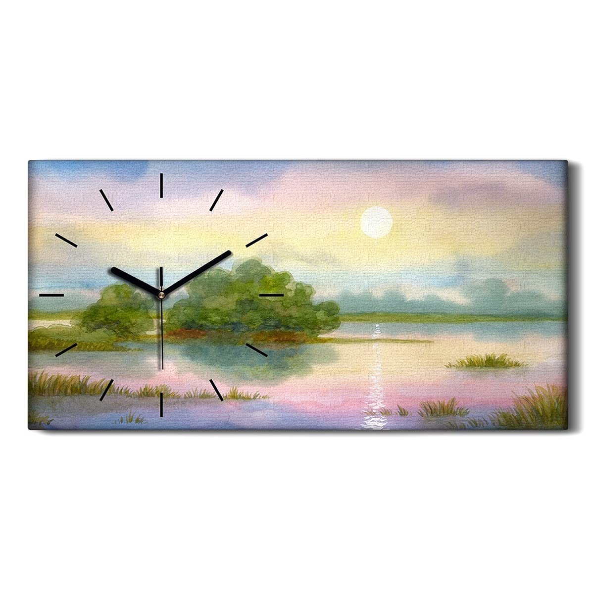 Horloge sur Toile Salon Décoration Murale Coucher de Soleil pour Ambiance Zen