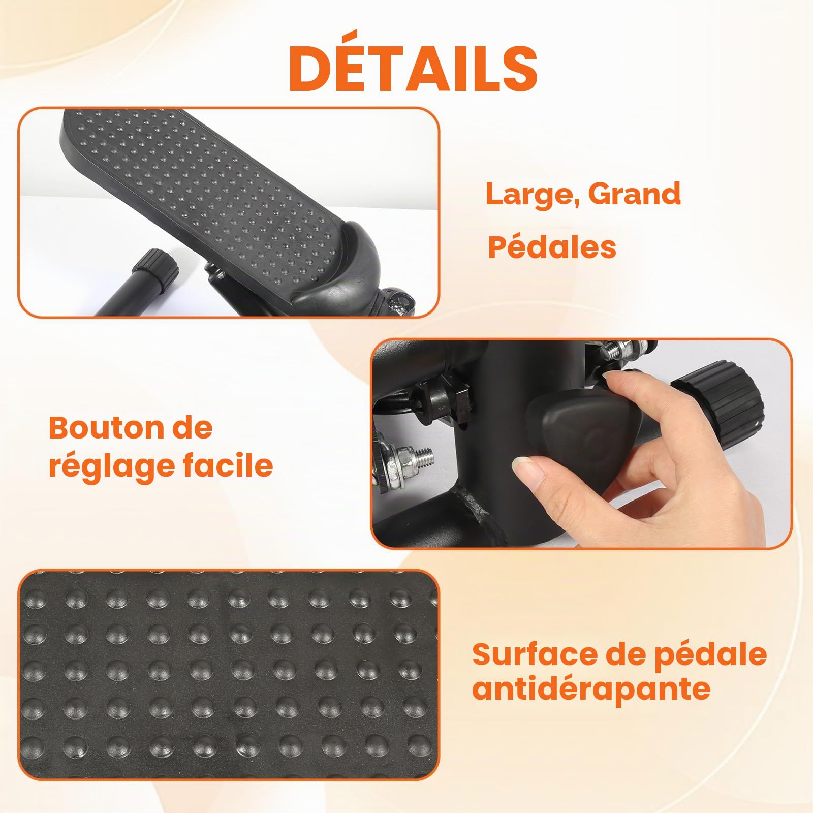 himaly Mini Stepper pour la Maison, Stepper Fitness pour Escaliers 100kg, Stair Stepper avec Bandes de Résistance, Appartement Stepper pour Les Jambes, Les Bras et Les Fessiers