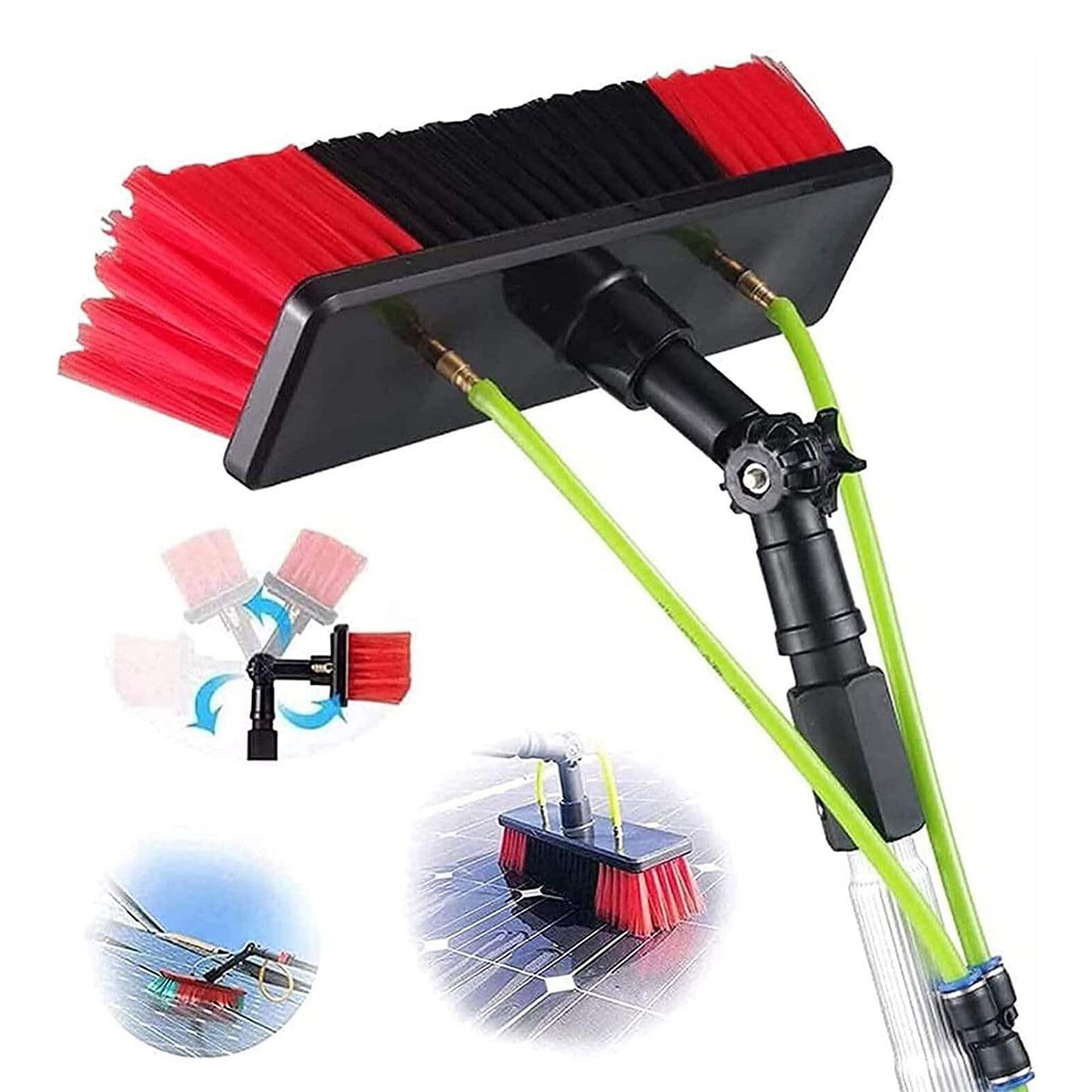 GTHTUHFD Window Cleaning Pole 3-12M Extendable Window Cleaning Kit,Window Cleaning Pole With 20M Water Supply Hose,30Cm/50Cm Brush Head,Roof Cleaning Tools,50cm Brush Head-6m
