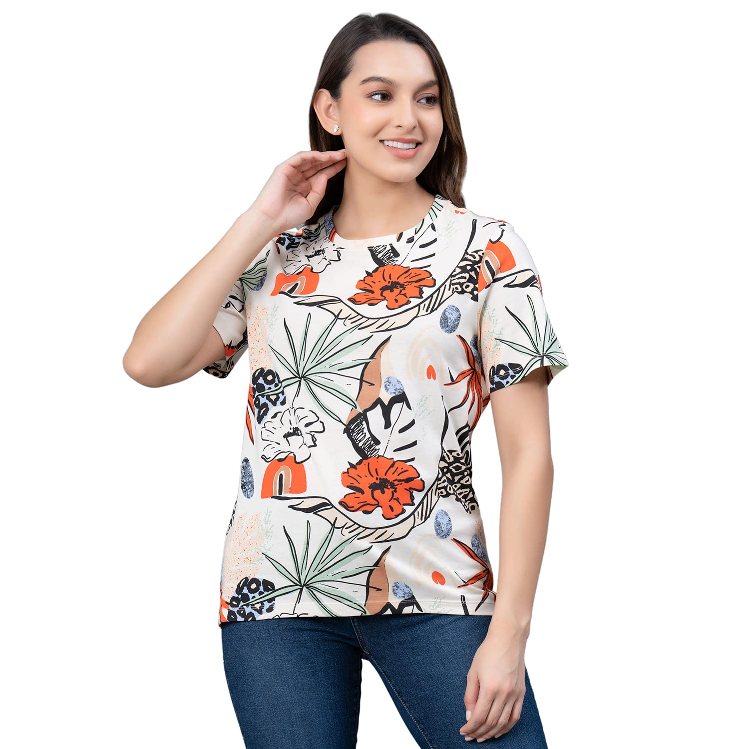 Mode By Red TapeMode Women's Regular Fit T-Shirt (MAT0060_Multicolour