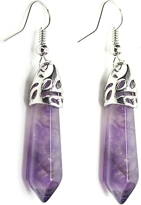 KISSPAT Kristall Hängend Ohrringe, Elegant Sechseckige Kristalle Heilsteine Pendel Ohrringe für Damen Edelsteine Schmuck