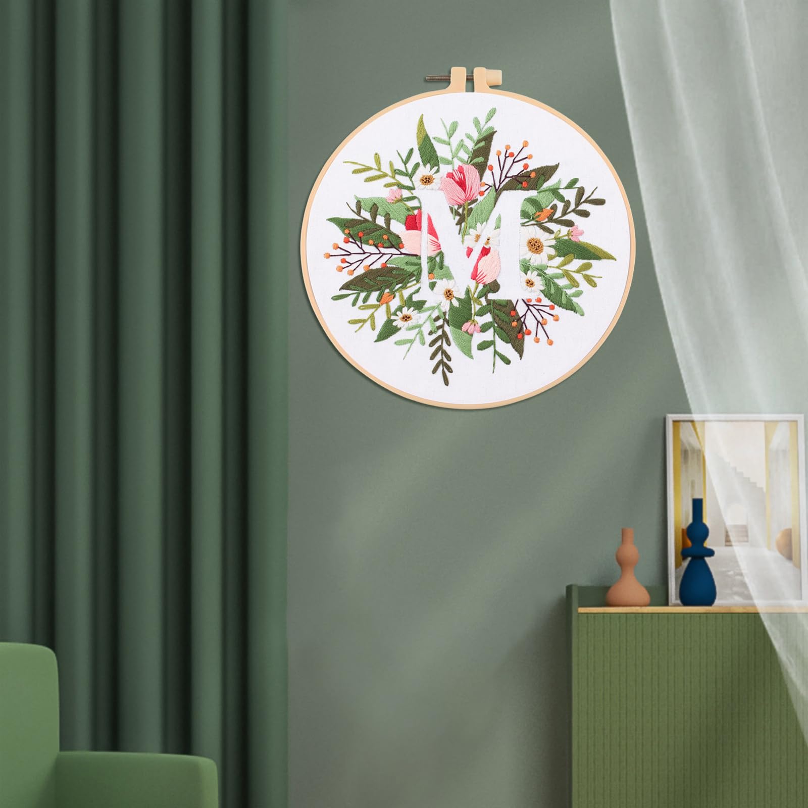 IUHUI Kit Ricamo Per Principianti 3 Pezzi: Impara A Ricamare Fai Da Te Con Cerchio In Bambù E Tessuto Prestampato (Fiori E Insetti)