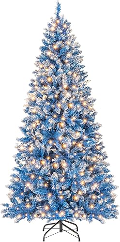 Miniatura 117 de GOFLAME Árbol de Navidad artificial preiluminado de 8 pies con luces LED blancas cálidas y conos de pino, decoración navideña para el hogar