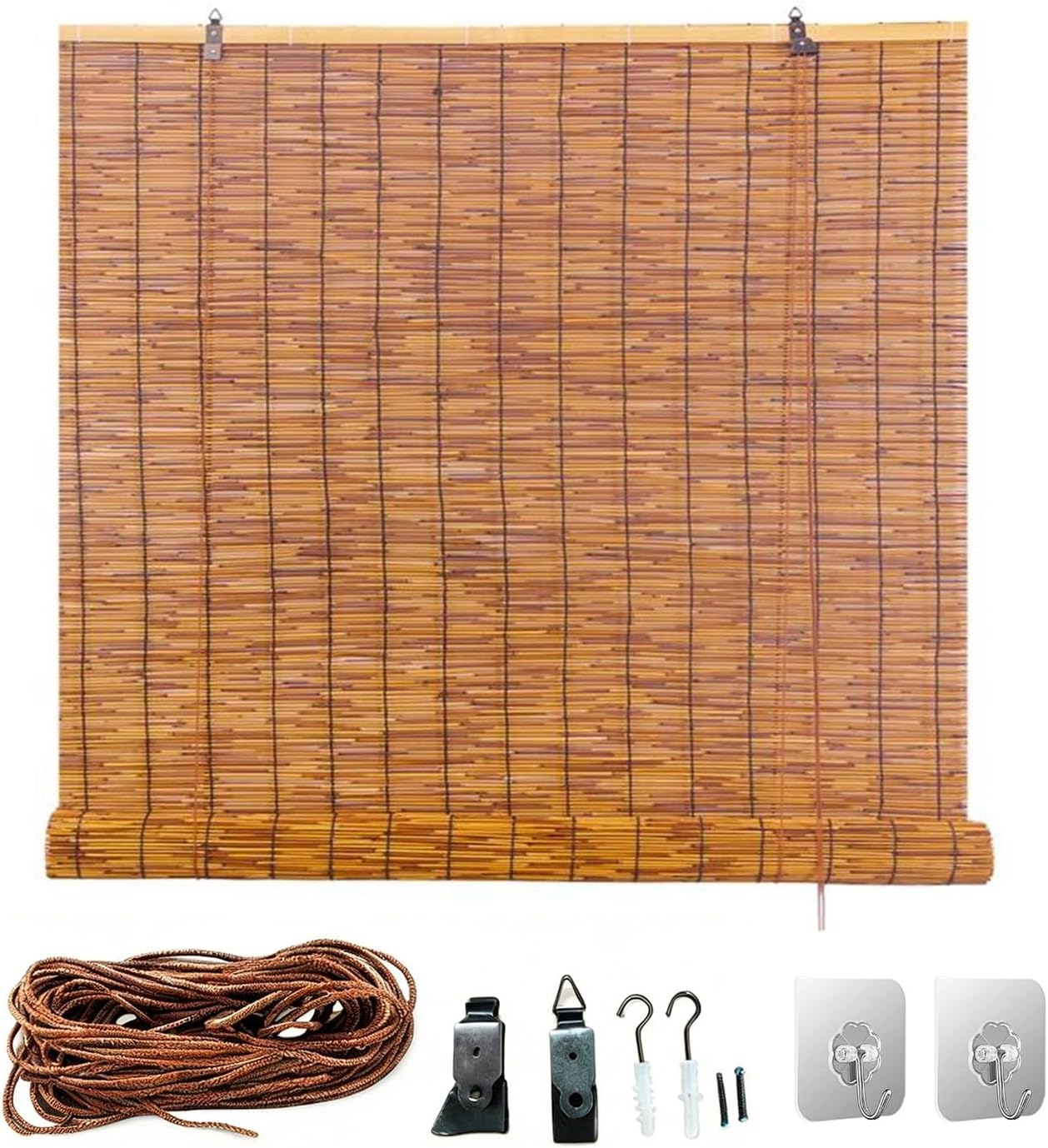 Retro Bamboo Shades 18" 26" 34" 36" 45" 53" 60" 64" 70" 72" 80", Bamboo Roll Up Shades for Windows, Roman Roller Shade for Outdoor Home Patio Waterproof Privacy Blind(52" W x 84" H)