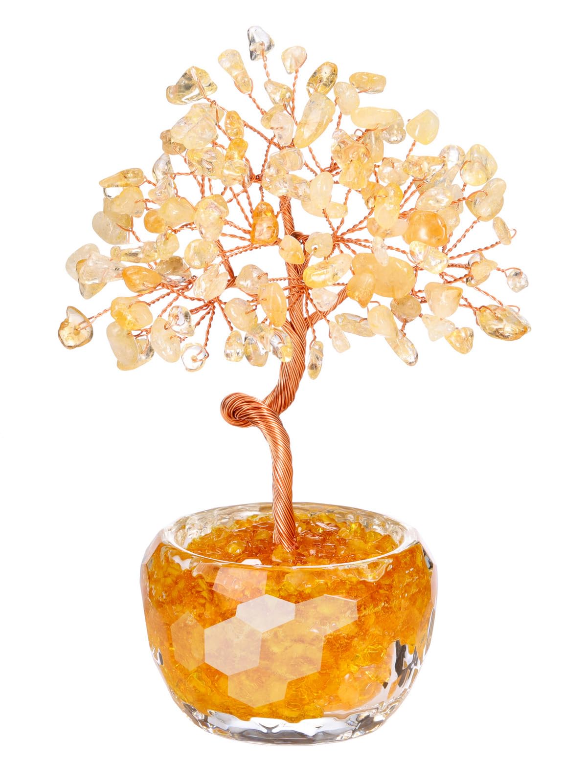 Arbre de vie reiki en citrine véritable et socle cristallin pour une décoration de prestige