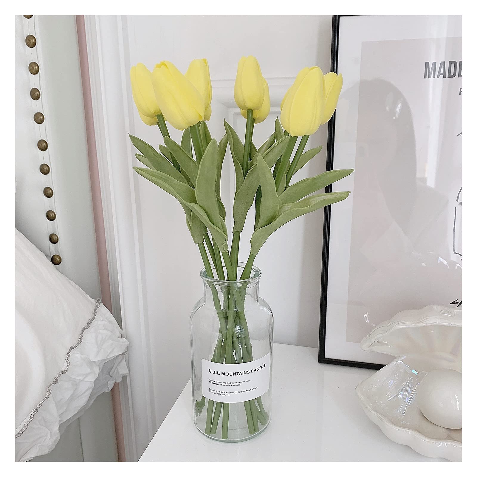 XDLEDMKIZ Artificial Flowers Artificial Flowers 10 Pcs Faux Tulips Real Touch Tulip For Diy Wedding Bouquets Centerpieces Bridal Shower Party Home Flower Arrangement Decoratio