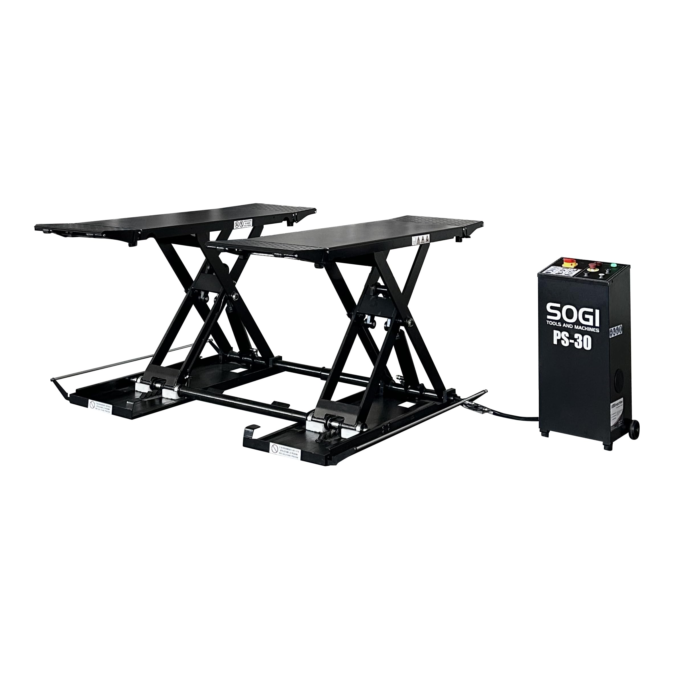 Sogi PS-30 Ponte Sollevatore per Auto a Forbice - elettroidraulico - Portata 3000 kg - a Pavimento - 230 V