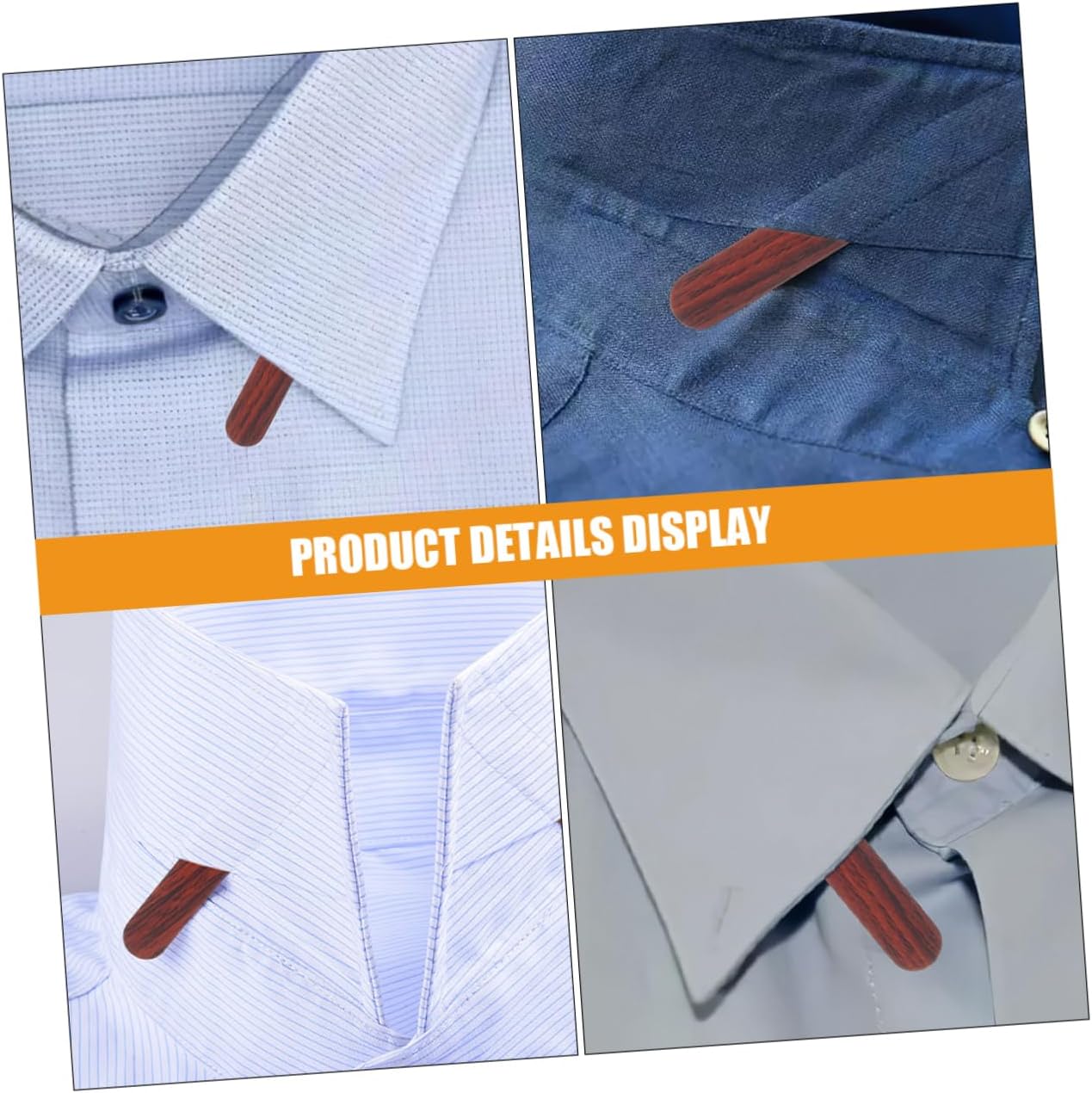LIFKOME Men's Wooden Collar Stay Inserts for Dress Shirts 4 Pack Brown