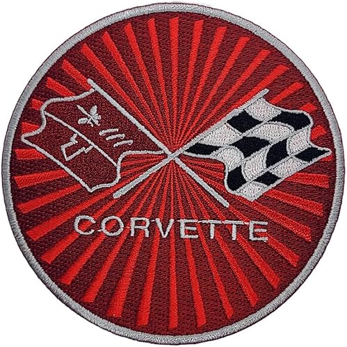 Corvette Racing Flags Parche bordado Hierro de 4 pulgadas para coser en el respaldo P507