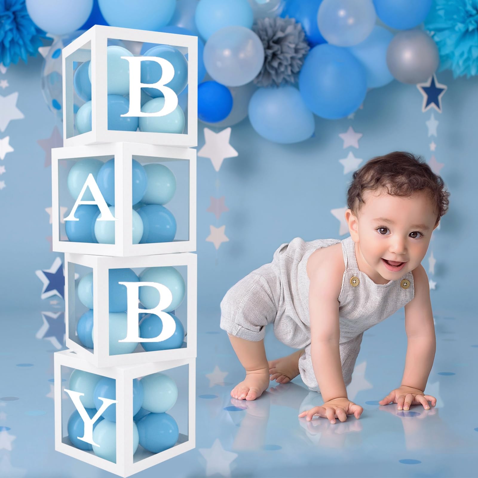 Gift Wasmand Baby Shower Meisje Jongen Welkom Om De Wereld Geslacht Onthullen Doos Mand Custom Lade Unieke Bloem Cookies Hot lucht Ballon  15