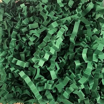 Zhzrche 50g Crinkle Cut Paper Shred Filler for Packing and Empty Basket Filler, Raffia Tissue Paper Grass Stuffers Gift Boxes Filler for Easter Decoration Dark green