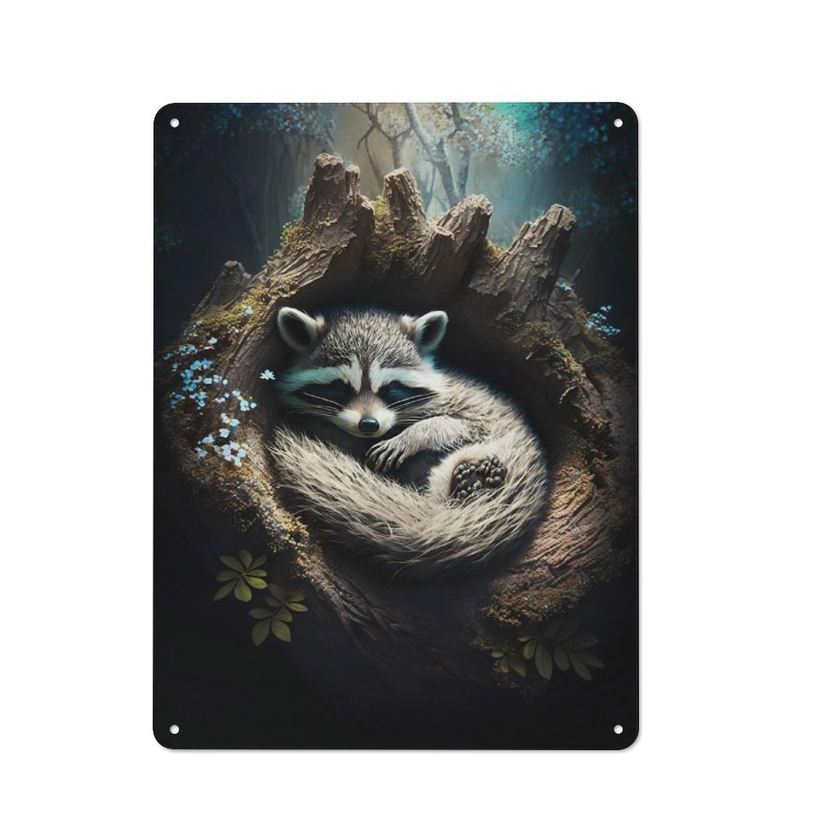 Junmoney Sleeping Fox Rustic Tin Sign 40X30cm For Café Or Restaurant, For Café Owners And Decorators, For Retro Home Interiors