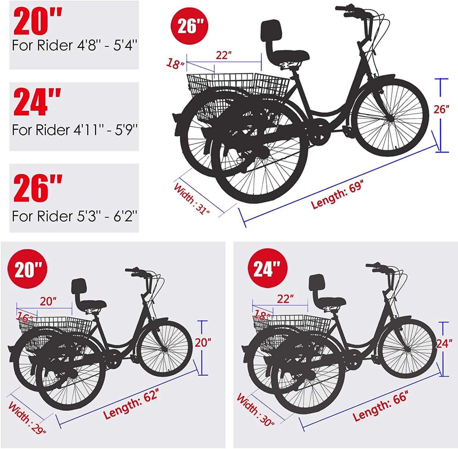 3 wheel bike with basket for adults