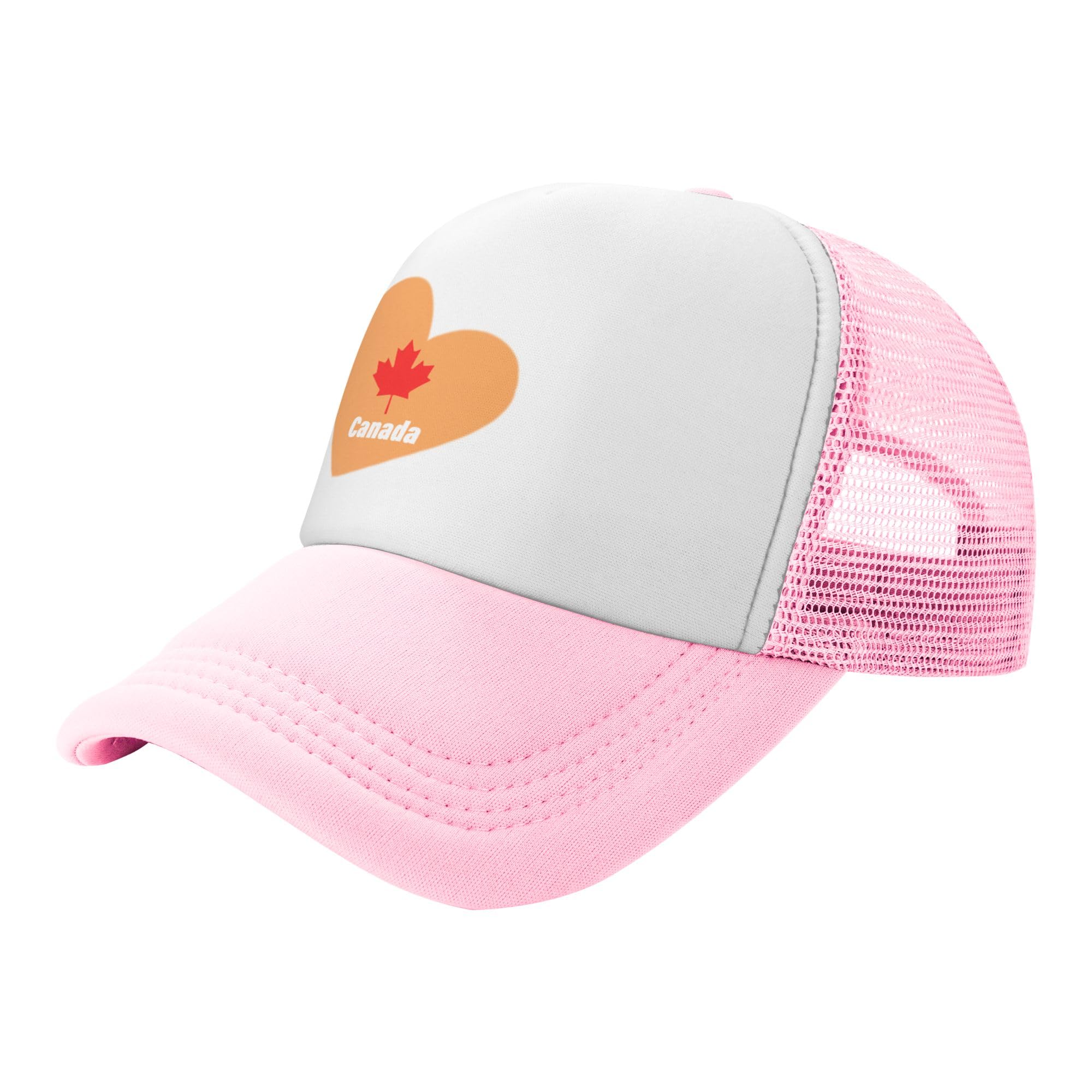 Canada Maple Leaf Lightweight Mesh Baseball Hat Fishing Sun Cap Outdoor Casual Cap Pink