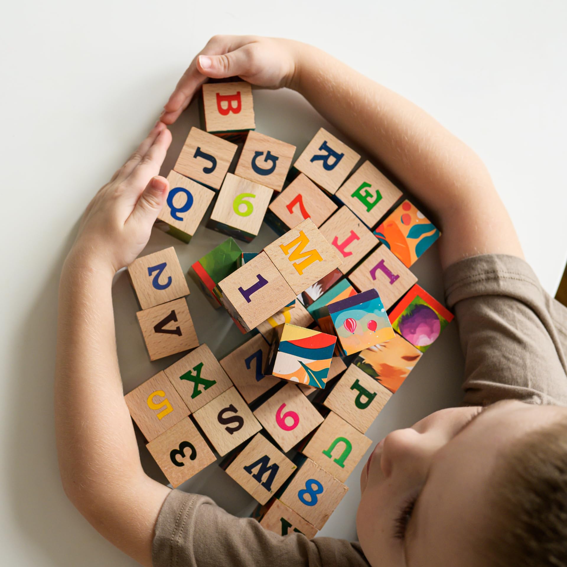 CUBICS – Puzzle Montessori 6-en-1 en Bois Naturel sans Plastique – 36 Cubes – 6 Puzzles Éducatifs Lettres, Chiffres et Animaux – Jouet Enfant dès 3 Ans – Idée Cadeau Noël ou Anniversaire
