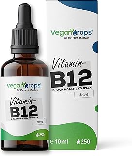 Vitamin B12 Tropfen - Kombination aus Methyl- & Adenosylcobalamin - 250 Tropfen, 125 Tage Reichweite - vegan, ohne Alkohol & in Deutschland produziert