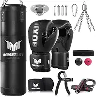 Saco de pancadas para adultos, conjunto de saco de boxe pesado de 1,2 m com luvas de 340 g para MMA Karate Kickboxing Boxe - não preenchido