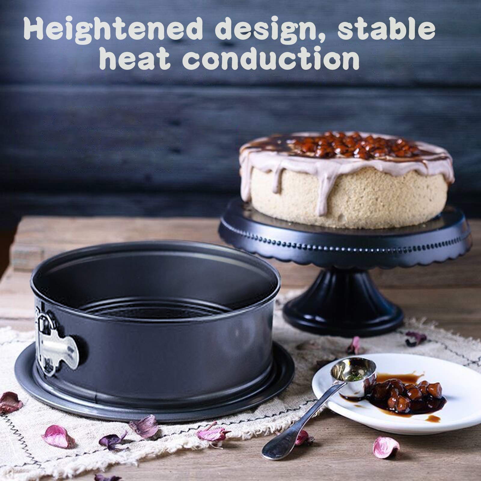 4er Springform Set,12/18/23/26 cm Runde Backformen Set,kuchenform mit Antihaftbeschichtung Auslaufsicher,Abnehmbarer Flachboden,Kuchenbackform zum Backen Verschiedener Kuchen,Brot und Käse
