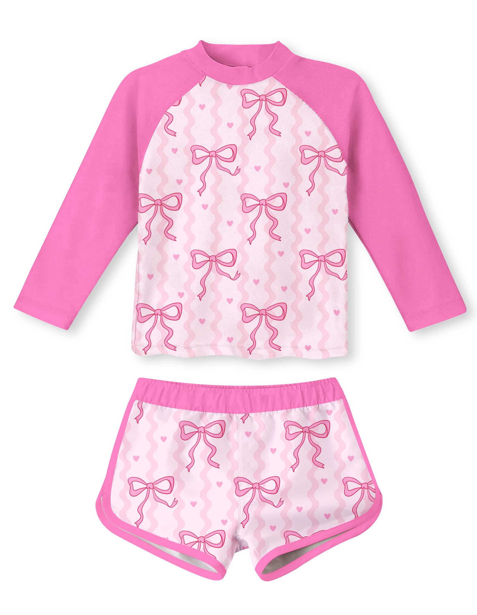 Girls 2 Pieces Rash Guard Swimsuit Long Sleeve Tankini for 4-10Y