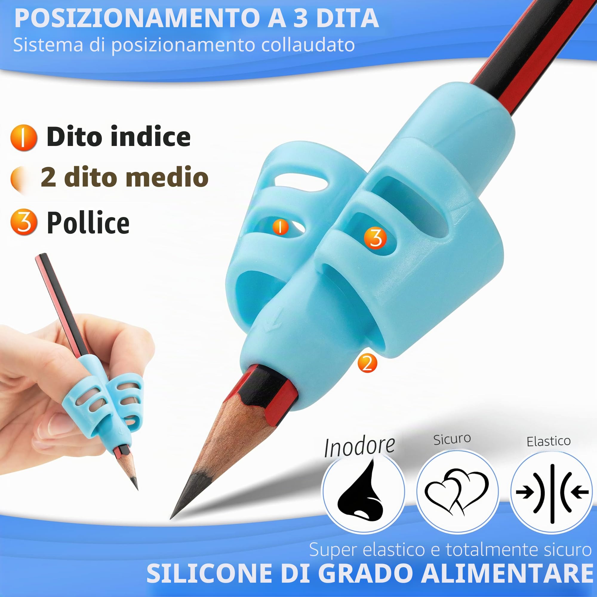 Stylo Impugnatura Matita Bambini, Confezione da 6, Impugnature Ergonomiche