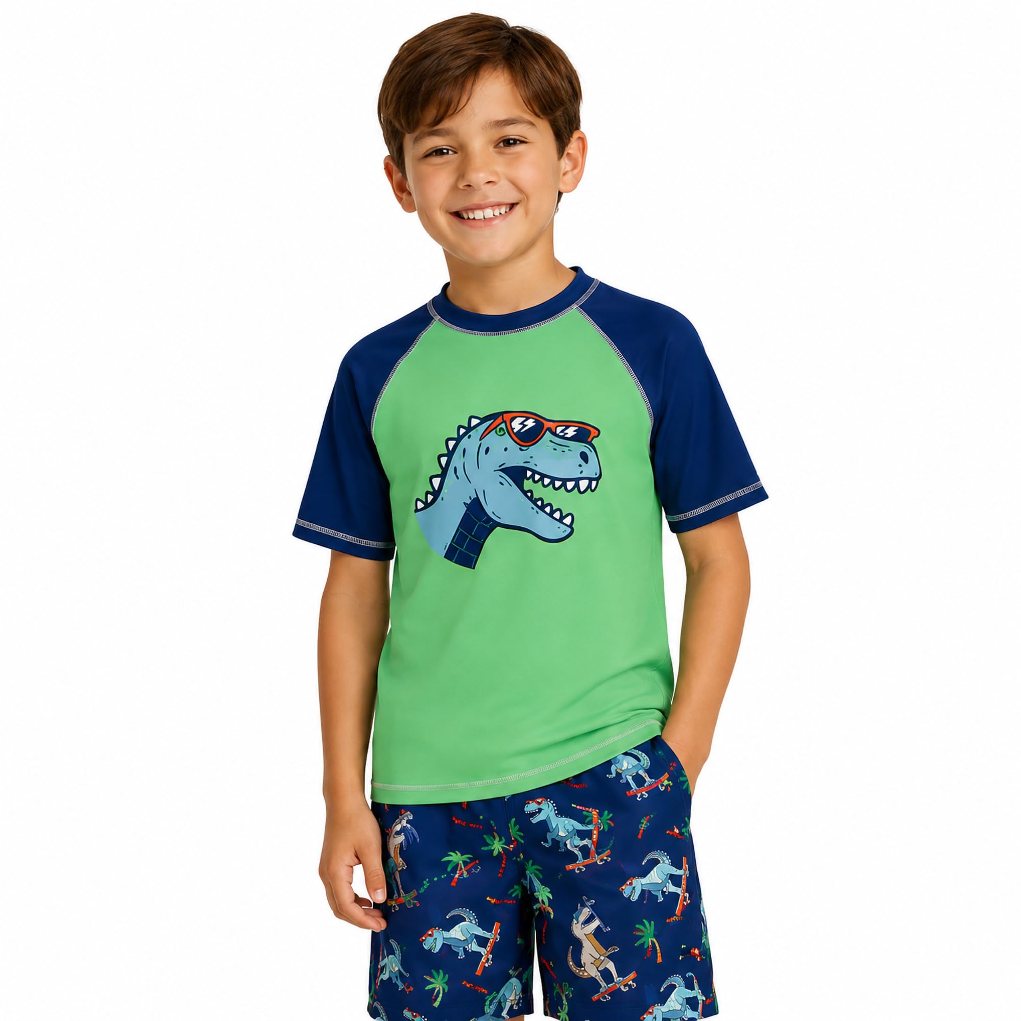 iXtreme Boys 2-Piece Rash Guard Swim Set Short Sleeve Shirt &amp; Trunks