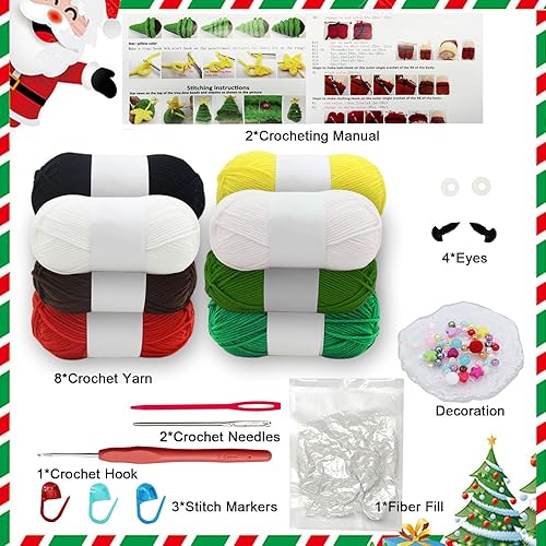 Miniatura 3 de Xzyden Kit de ganchillo para principiantes, tutoriales en video paso a paso, kit de ganchillo Amigurumi con 40% de hilo extra, ganchos de ganchillo