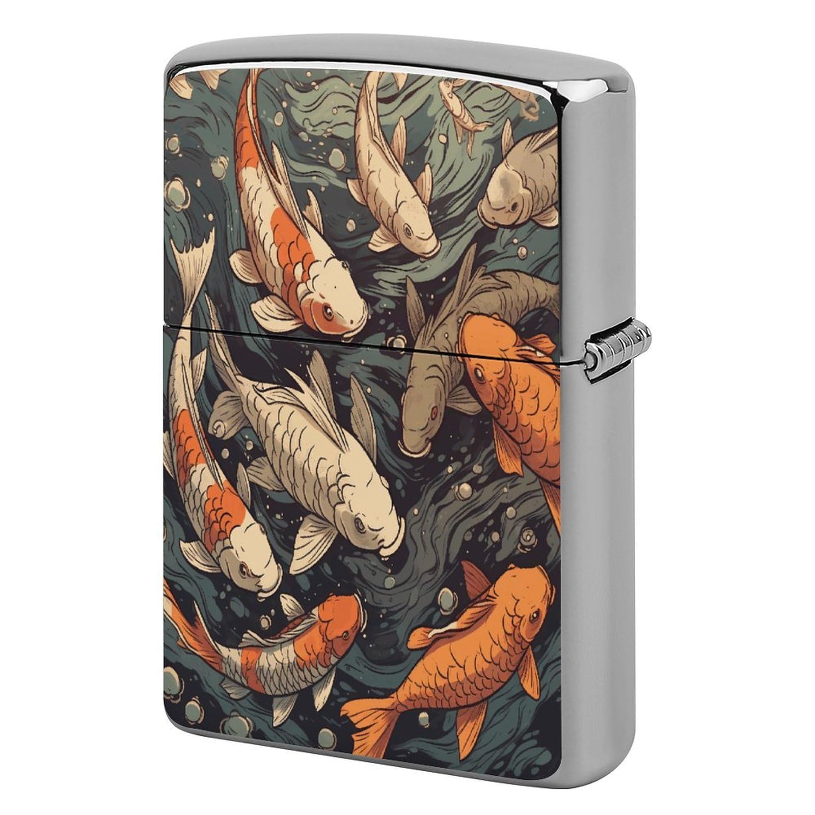 Fodpand Style Fish Swimming In Water Metal Lighter Case Cover Lighter Sleeve