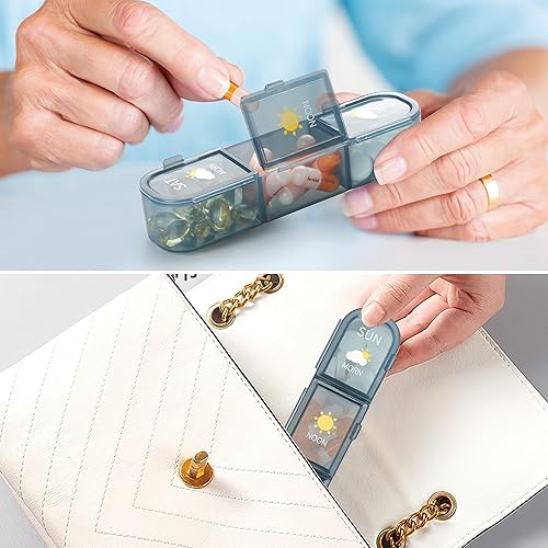 Miniatura 9 de Organizador de pastillas 3 veces al día, pastillero para 7 días, contenedor semanal de píldoras de viaje, dispensador grande de medicamentos,