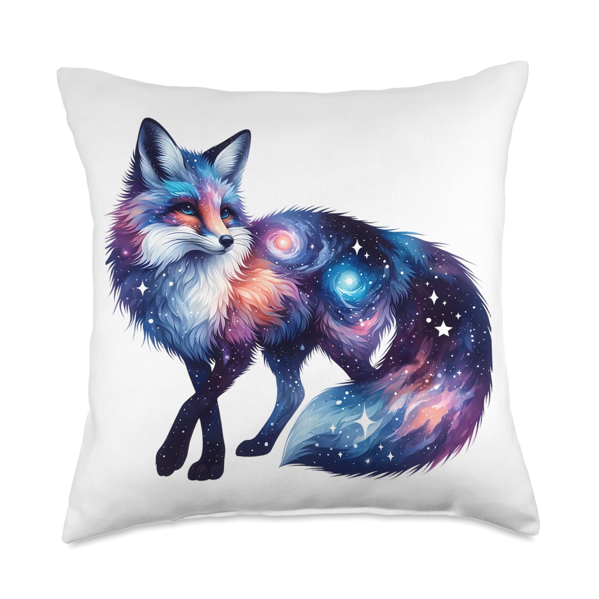 Galaxy Fox Mystical Fox for Wildlife Lovers with Night Sky Throw Pillow