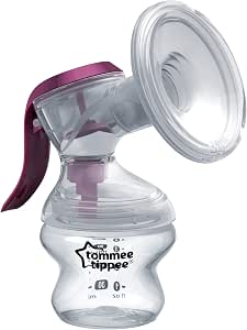 Tommee Tippee Made for Me Manual Breast Pump | Soft Padded Silicone Cap | Reduces Hand Fatigue Transparent