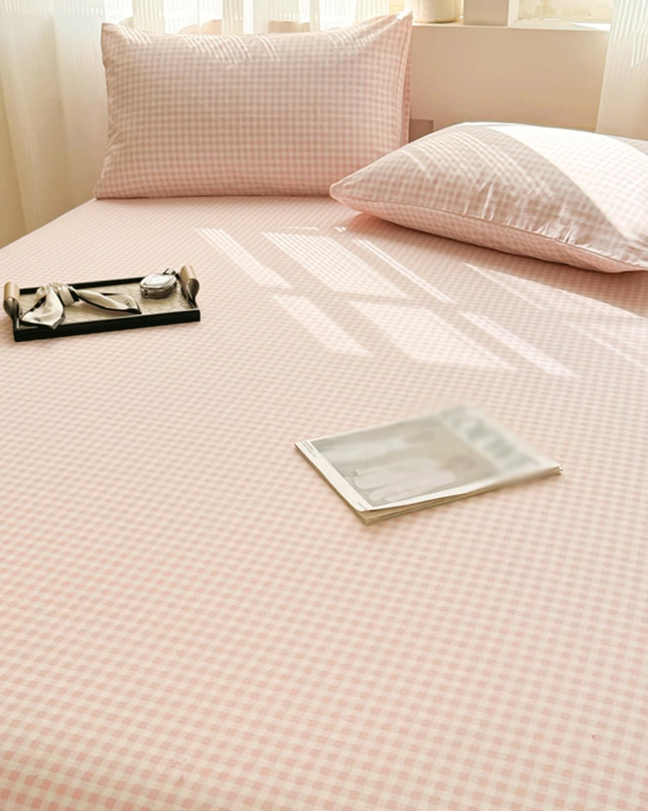 Bettlaken ohne Gummizug 120x230cm bis 240x270cm Betttuch aus Gebürsteter Baumwolle Ultraweiches Atmungsaktives Laken Haustuch Leintuch(Pink A,240x250cm)