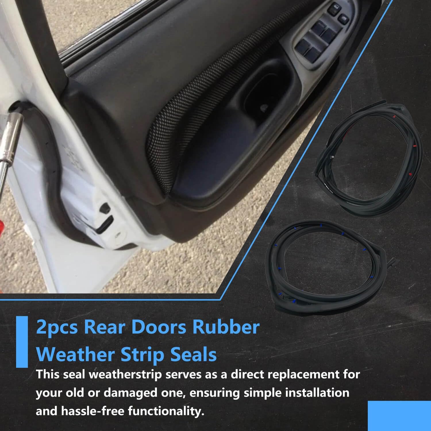 Premium Door Rubber Seal Weatherstrip Kit for Nissan Sentra (2013-2019) - Rear Left & Right - Superior Weather Protection, Noise Reduction - Replaces OEM 82831-3RA0A-A11, 82830-3RA0A-A11