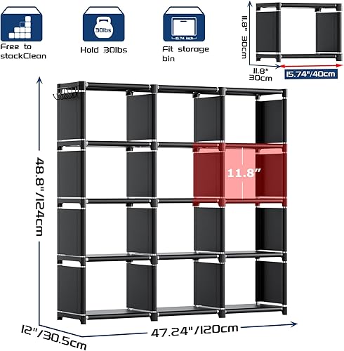 Miniatura 103 de Mavivegue Estante para libros, organizador de almacenamiento de 9 cubos, estantería de bricolaje, estantería de cubo de metal, estuche alto para