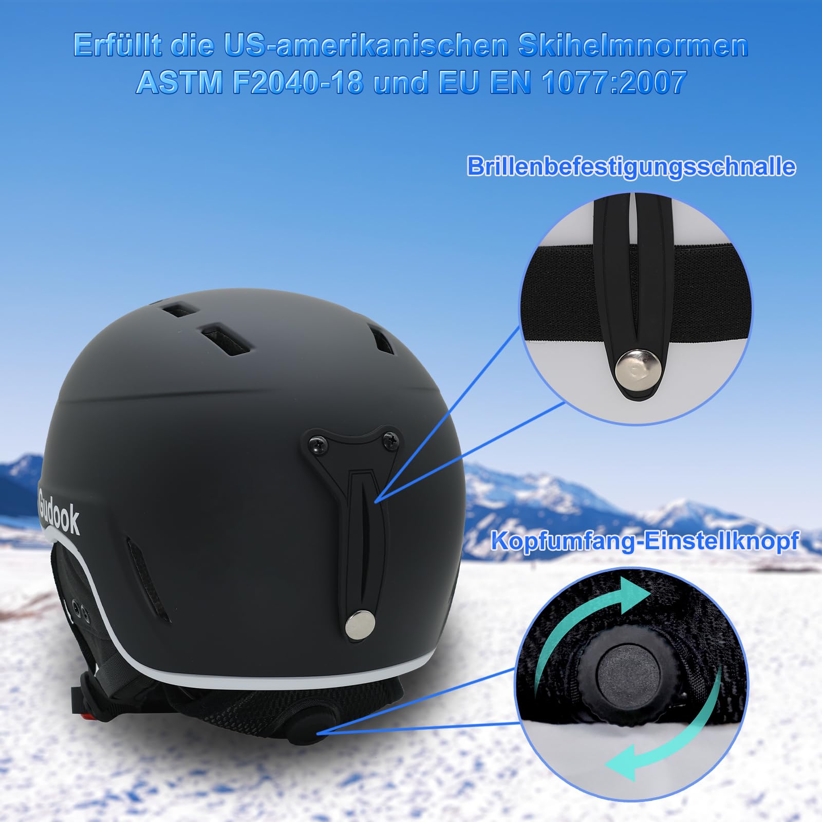 Skihelm Damen Herren Schneesporthelm für Skifahren/Snowboard mit Belüftungssystem, Schneehelm für Erwachsener & Jugend