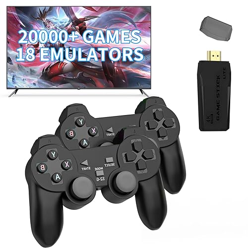 Retro Game Console with 21,000+ Games, 18 Emulators, HDMI Plug & Play, 2.4GHz Wireless Controllers for TV Gaming (Black)