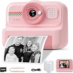 HiMont - Instant Print Camera for Kids with 1080P HD, 3 Rolls Printing Paper and 32GB Card, Digital Selfie Camera, Gift