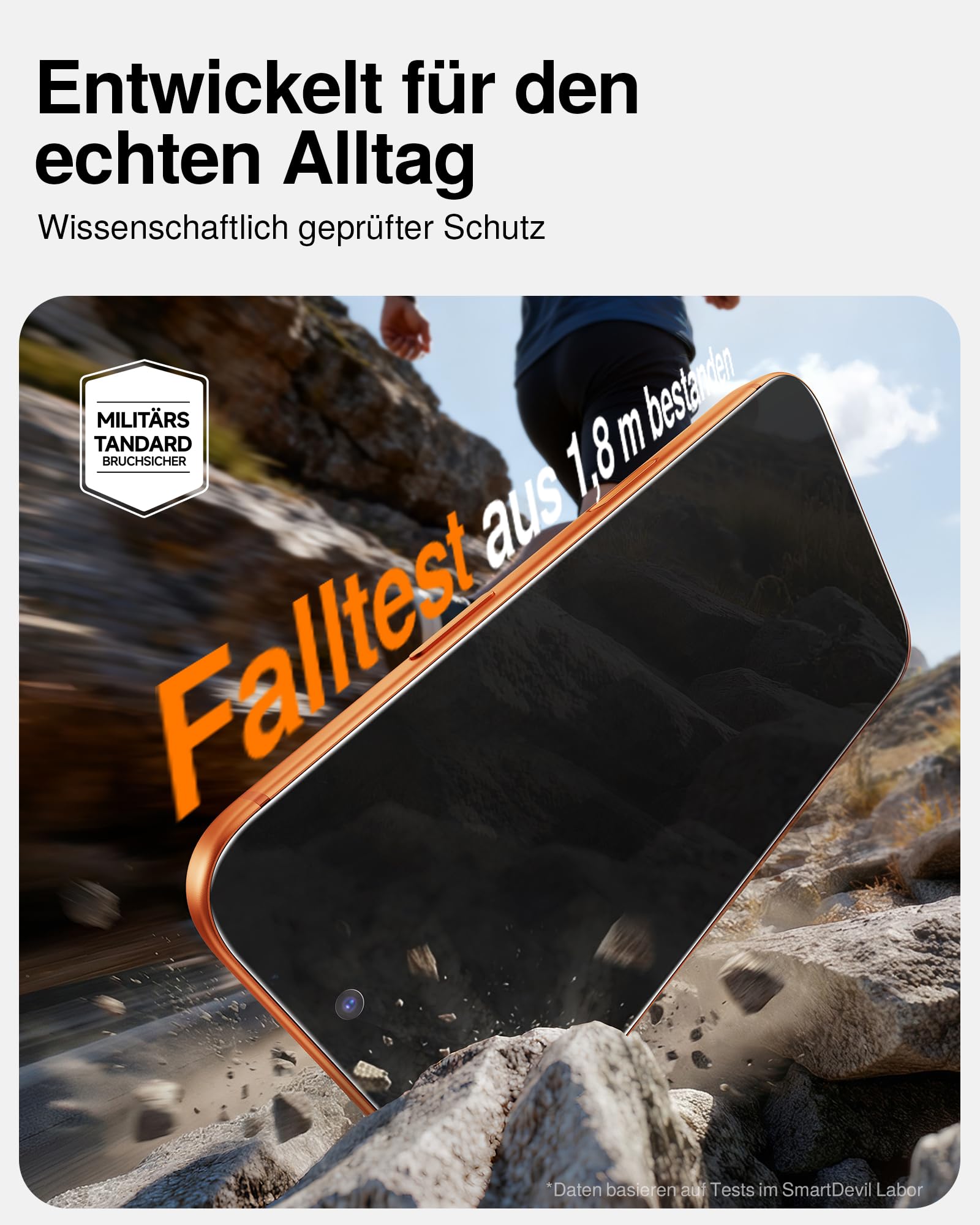 SMARTDEVIL 2 Stück Panzerglas für iPhone 17 Pro, Blickschutz Schutzfolie, Militärischer Fallschutz, 9H Härte, Anti-Spy Privacy Glas, Schnelle & Einfache Installation, Hüllenfreundliches Design