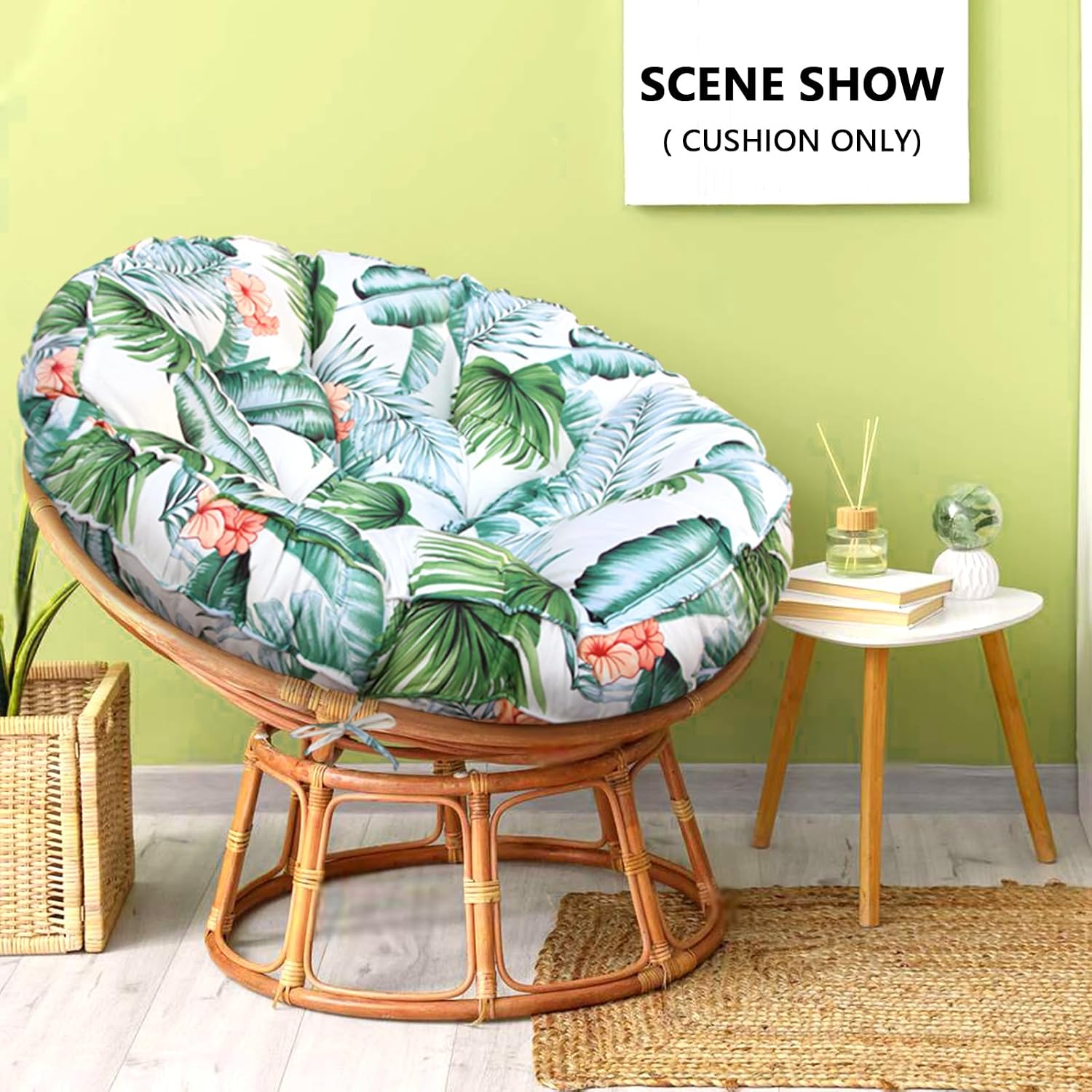 Papasan Chair Cushion, Papasan Cushion Only, 52 inch Papasan Cushion, Thickened Overstuffed Round Cushion (Hawaii, 52in)