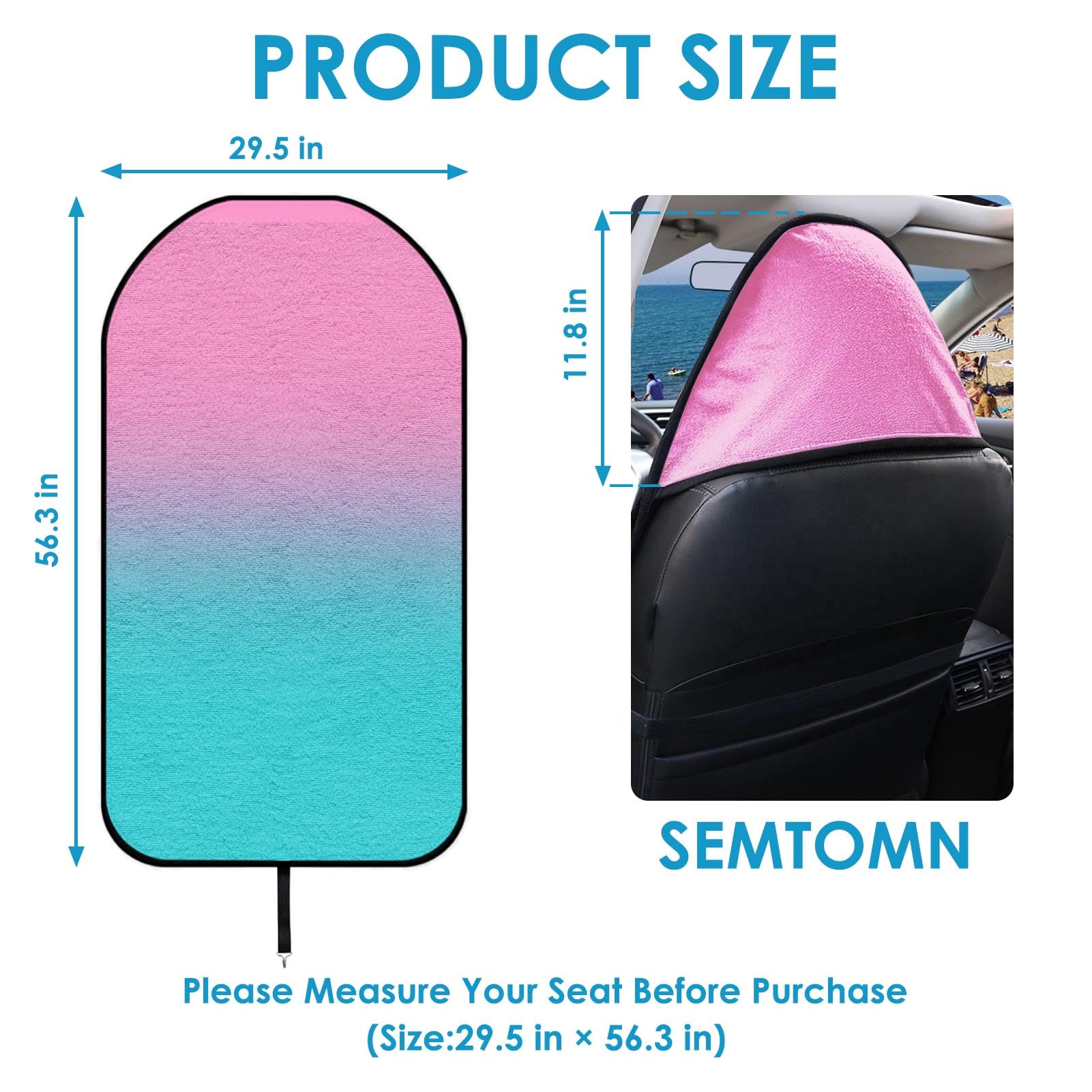 ZIMISI Sweat Towel Car Seat Cover - Universal Waterproof Non-Slip Protector (Blue)