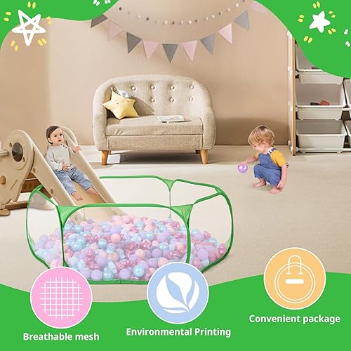 Vista 60 de STARBOLO Tienda de campaña para niños con pelotas, plegable para niños pequeños, piscina de pelotas, valla de gateo para interiores y exteriores