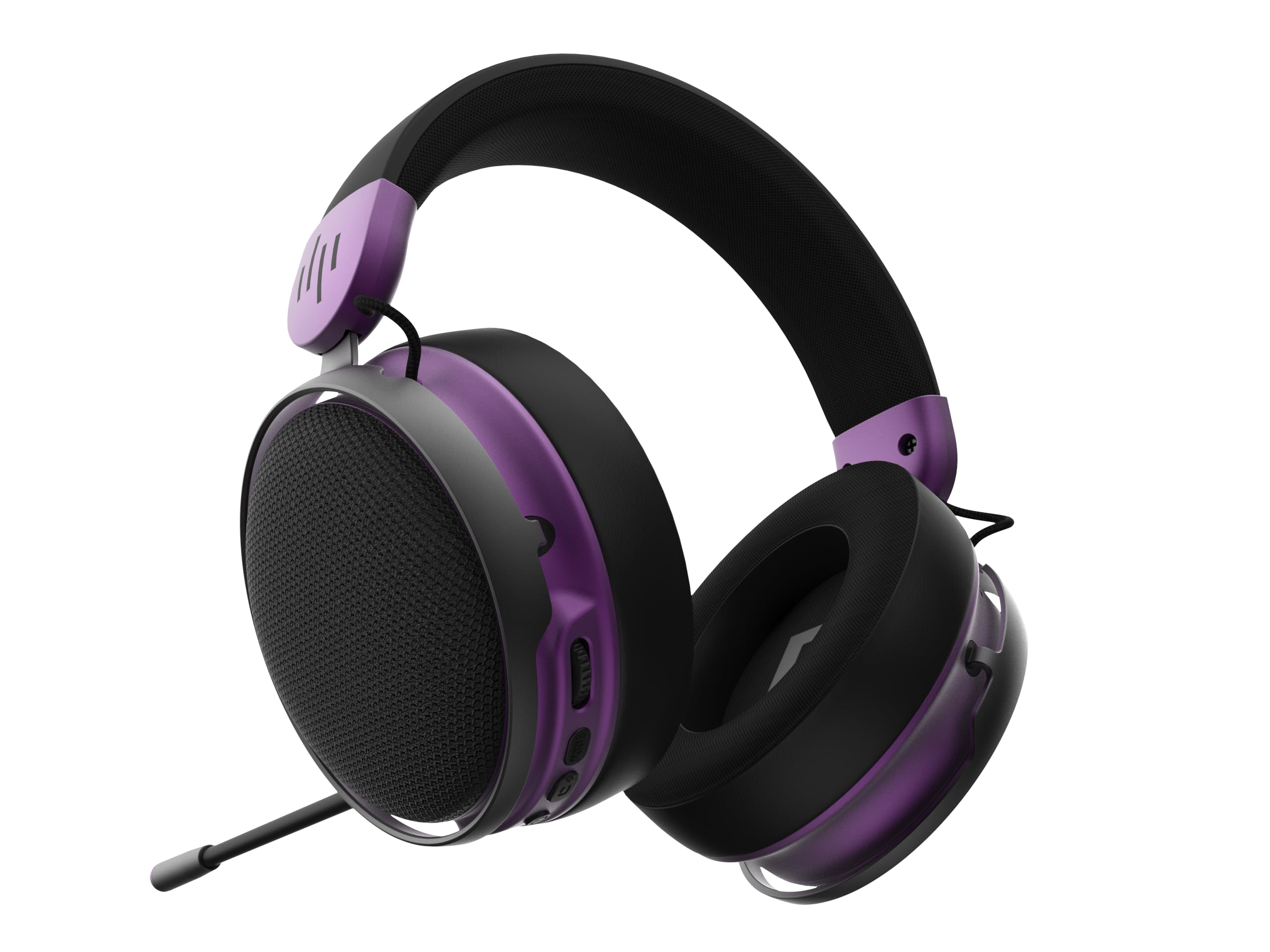 Dark Project ONE SONO - Cuffie da gioco wireless (nero/viola), cuffie over-ear, 3,5 mm, batteria 25 ore, microfono omnidirezionale staccabile, struttura in metallo (compatibili con PC, PlayStation,