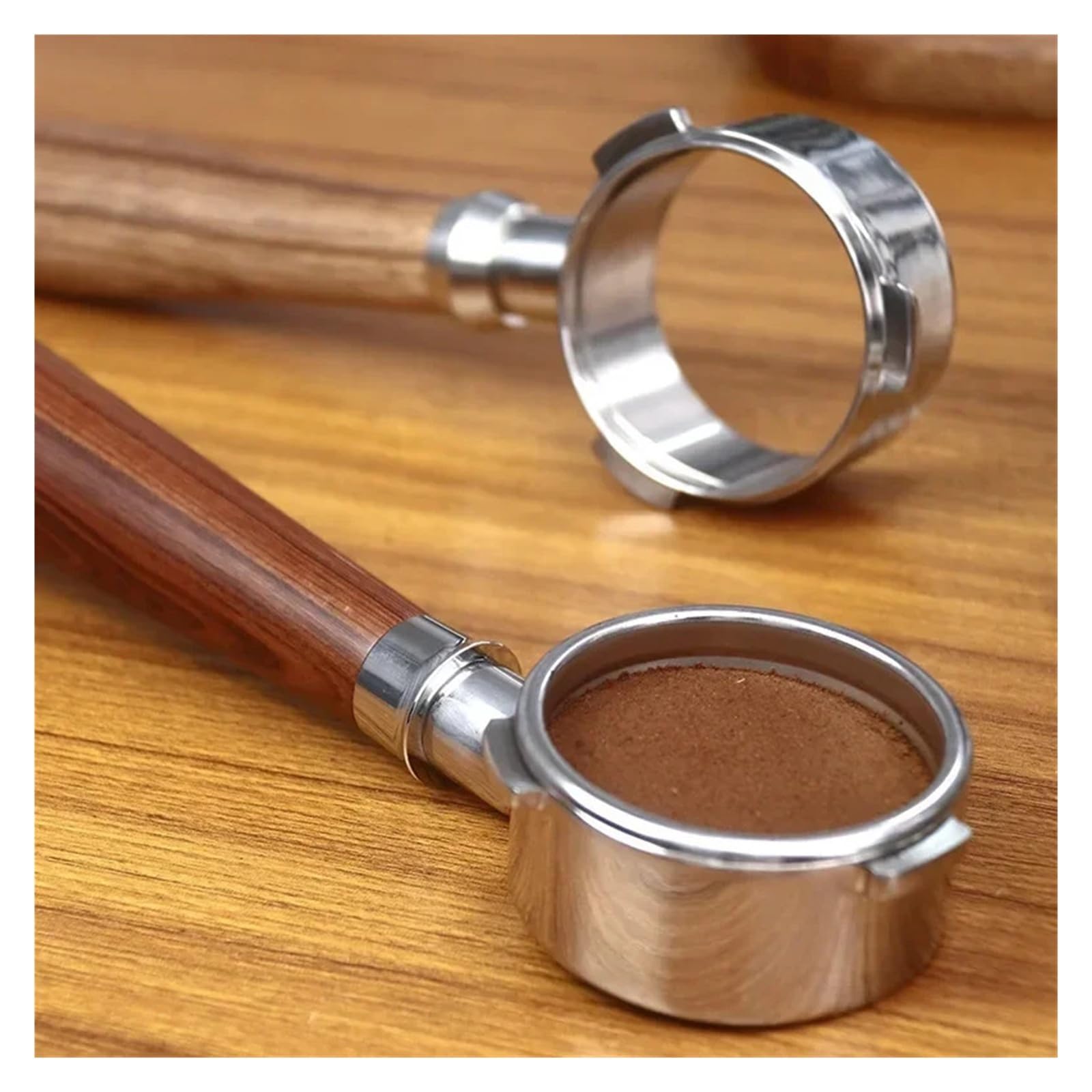 Portafiltro sin fondo de 58 mm y 3 orejas, compatible con Barsetto/compatible con Oster, herramienta de barista con filtro de mango de espresso de acero inoxidable for cafetera(58mm-E1)