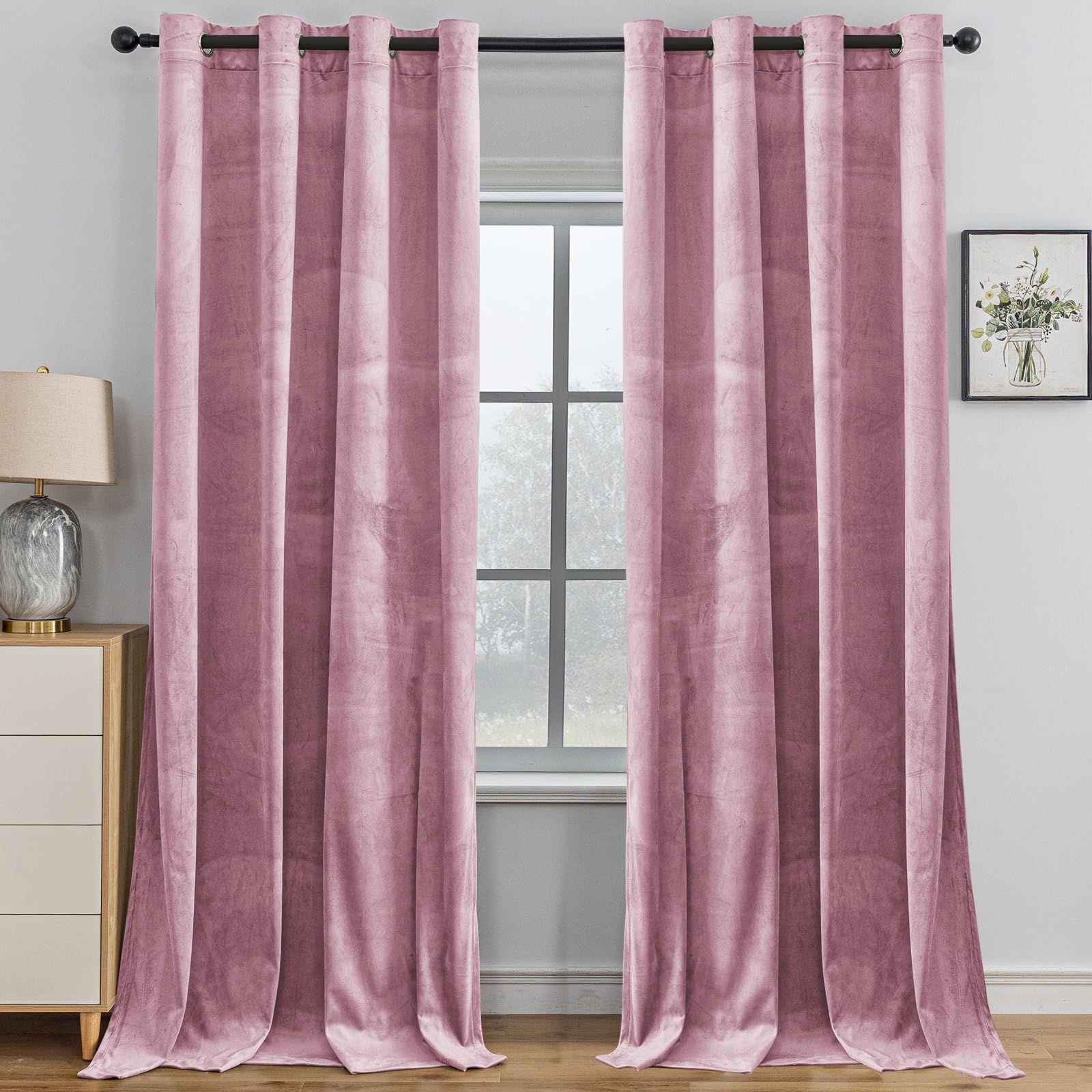 YSTELLAA Cortinas Terciopelo Opacas 2 Piezas, 140×145cm, Cortinas Termicas Aislantes Frio Y Calor, con Ojales, Cortina Acustica, Modernas, para Salon Dormitorio, Rosa Global Recycled Standard Global Recycled Standard Global Recycled Standard