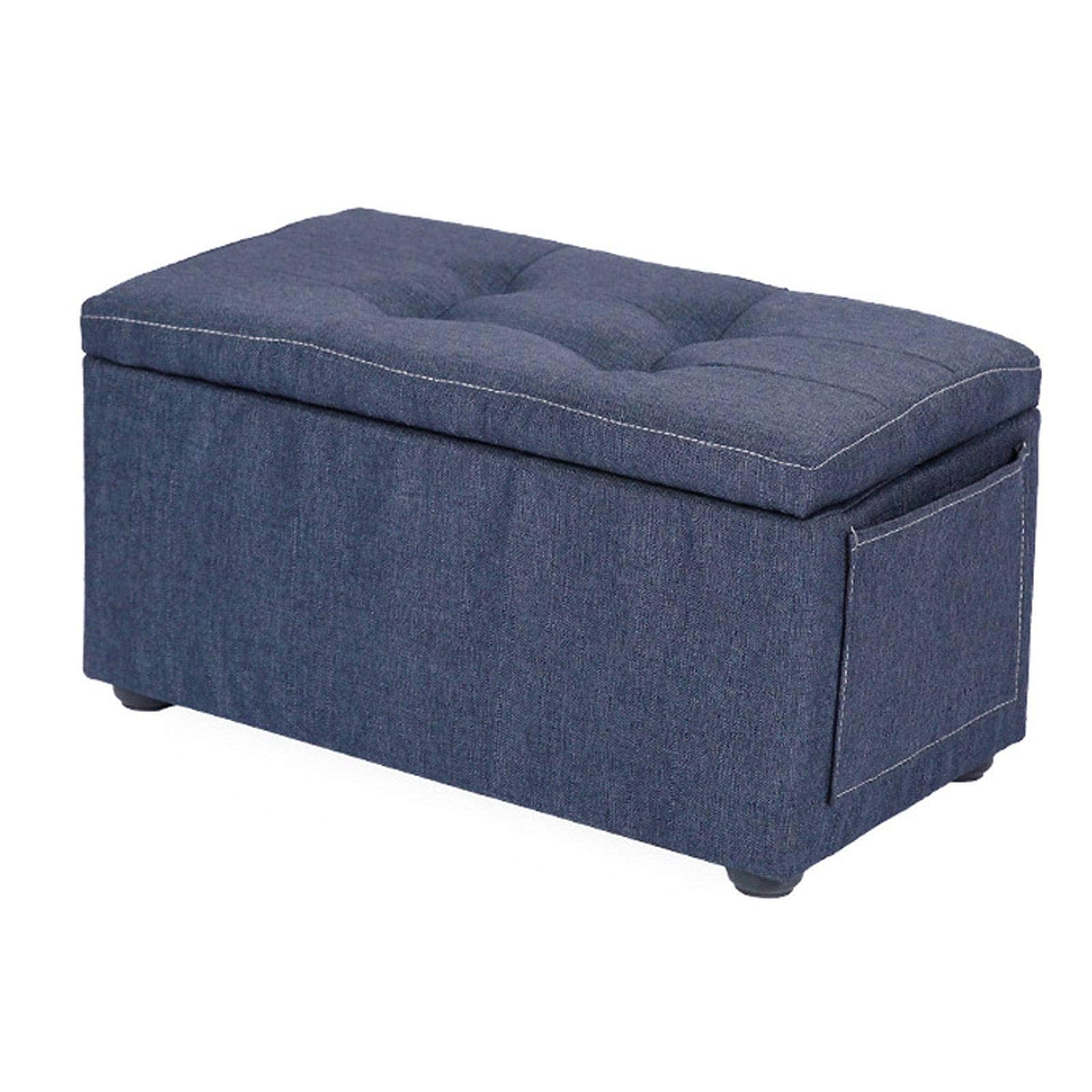 Pouf de style européen bleu marine à couvercle amovible pour siège d'appoint robuste