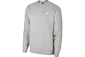 Nike Club Graphic Fleece Crew in Grey