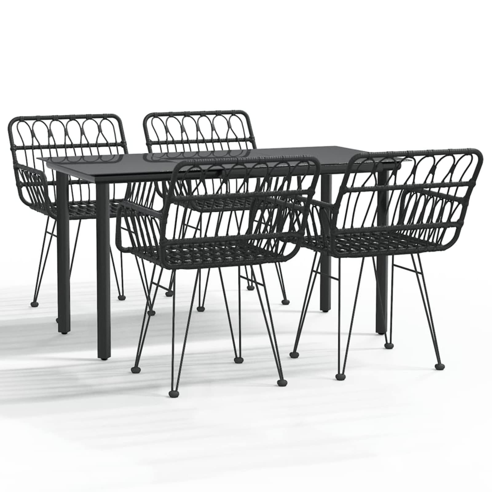 3157868 Set da Pranzo da Giardino 5 pz Nero in Polyrattan Testata in Legno,Testata Letto Matrimoniale Muebles Dormitorio Spalliera Letto Testiere per Letto Matrimoniale