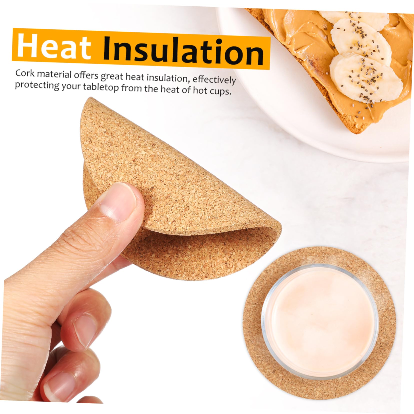 ABOOFAN Lot de 100 sous-Verres Ronds en Liège Naturel, Design Antidérapant et Isolation Thermique, pour Table et Décoration Intérieure