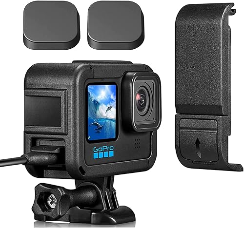 Funda de batería para GoPro Hero 12 11 10 9, aleación de aluminio extraíble para GoPro Hero 9101112 Negro, accesorios Vlog para gopro 9 10 11 12
